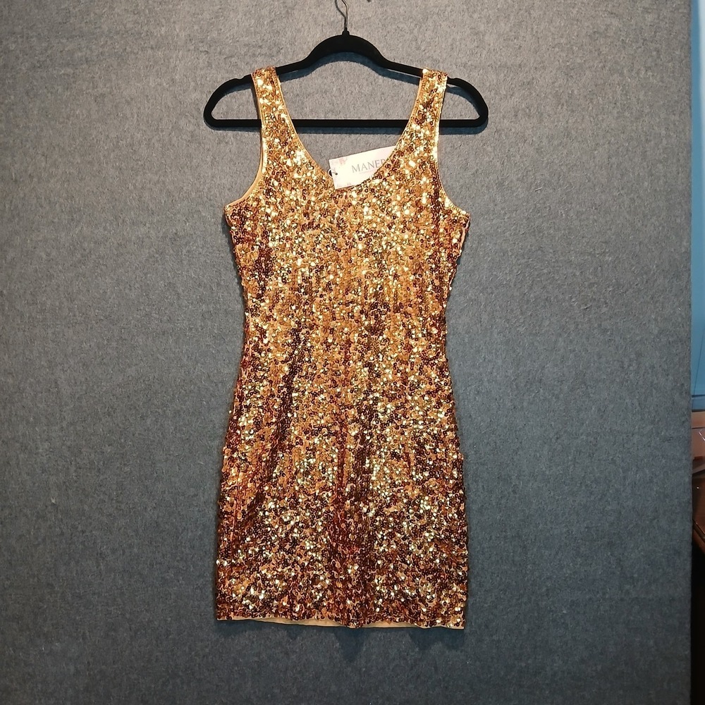 NWT MANER SZ S Mini dress glam fairy clubwear coquette y2k 90s LSU sequin